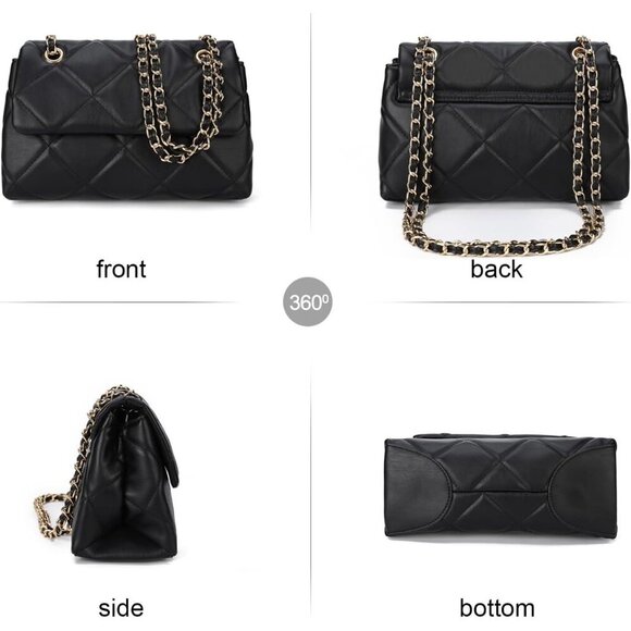 🆕 Women Black Trendy Quilted Crossbody Purse Small Chain Clutch Shoulder Bags - Picture 3 of 6